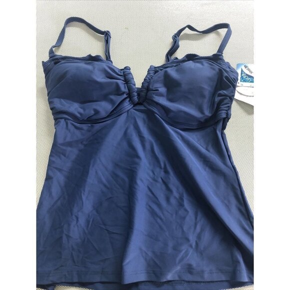 NWT Croft & Barrow Lycra Xtralife Tankini Top BLUE - Picture 2 of 5